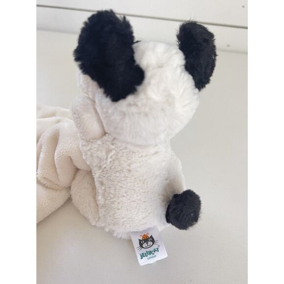 Jellycat Bashful Black and Cream Puppy Soother Security Blanket Lovey Lovie 8” - Picture 3 of 3